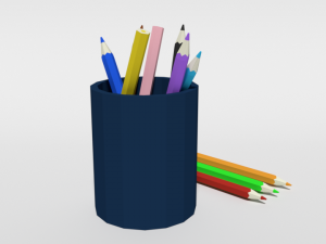 low poly cartoon colored pencils 3D-Modell