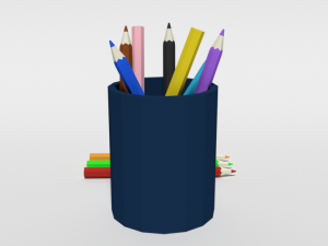 low poly cartoon colored pencils 3D-Modell