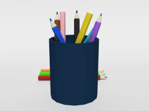 low poly cartoon colored pencils 3D Model