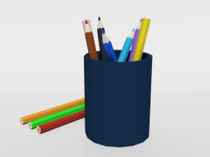 low poly cartoon colored pencils 3D Model