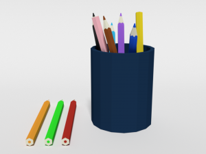 low poly cartoon colored pencils 3D-Modell