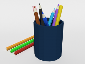 low poly cartoon colored pencils 3D-Modell