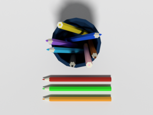 low poly cartoon colored pencils 3D-Modell