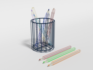 low poly cartoon colored pencils 3D-Modell