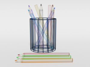low poly cartoon colored pencils 3D-Modell