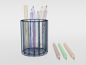 low poly cartoon colored pencils 3D-Modell