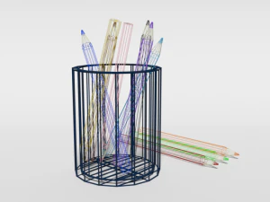 low poly cartoon colored pencils 3D Model