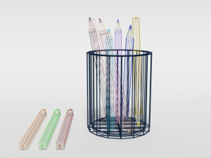 low poly cartoon colored pencils 3D-Modell