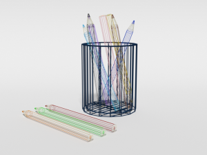 low poly cartoon colored pencils 3D-Modell
