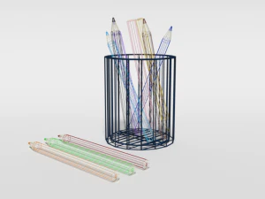 low poly cartoon colored pencils 3D Model