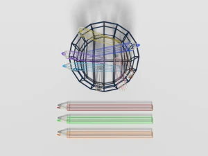 low poly cartoon colored pencils 3D Model