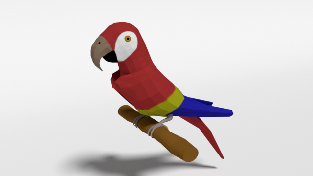low poly cartoon macaw parrot Model 3D .c4d .max .obj .3ds .fbx .stl .blend 