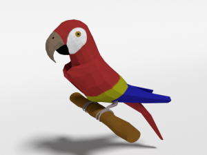 low poly cartoon macaw parrot 3D Model