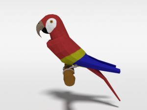low poly cartoon macaw parrot Model 3D