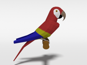 low poly cartoon macaw parrot Model 3D