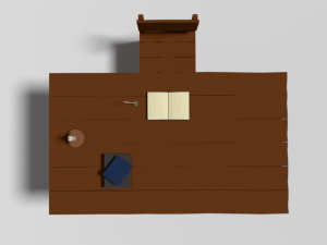 low poly cartoon old wooden table and chair 3D 모델