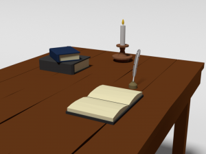 low poly cartoon old wooden table and chair 3D 모델