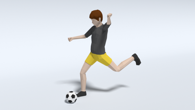 low poly kid playing football Modèle 3D .c4d .max .obj .3ds .fbx .stl .blend 