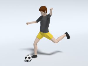 low poly kid playing football 3D Модель