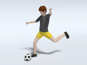 bambino low poly che gioca a calcio Modello 3D