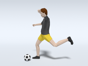 low poly kid playing football Modèle 3D