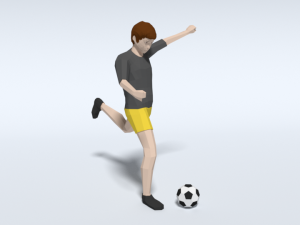 low poly kid playing football Modèle 3D