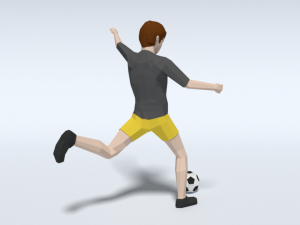 low poly kid playing football Modèle 3D