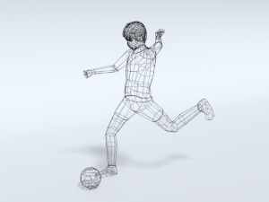 low poly kid playing football Modèle 3D