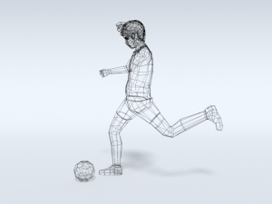 low poly kid playing football Modèle 3D
