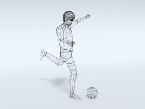 low poly kid playing football Modèle 3D