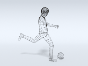 low poly kid playing football Modèle 3D