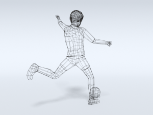 low poly kid playing football Modèle 3D