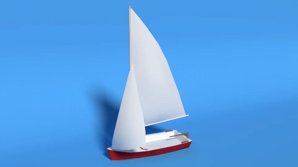 low poly cartoon javelin dinghy sailboat 3D Model .c4d .max .obj .3ds .fbx .stl .blend 