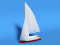 Low Poly Cartoon Javelin Dinghy Sailboat 3D-Modell