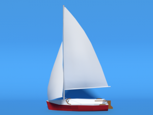 low poly cartoon javelin dinghy sailboat 3D Model
