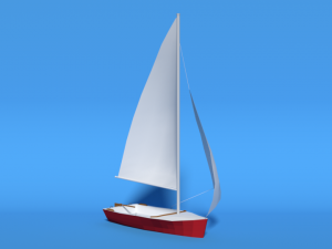 low poly cartoon javelin dinghy sailboat 3D Model