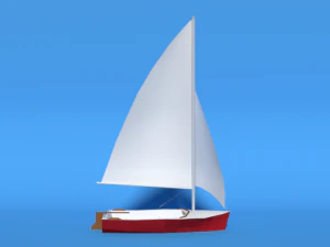 low poly cartoon javelin dinghy sailboat 3D Model
