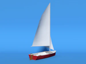 low poly cartoon javelin dinghy sailboat 3D Model