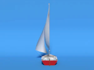 low poly cartoon javelin dinghy sailboat 3D Model