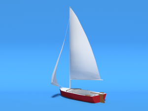 low poly cartoon javelin dinghy sailboat 3D Model