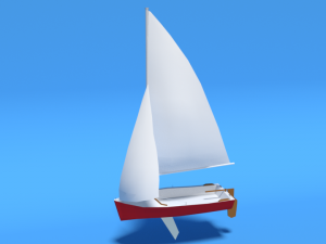 low poly cartoon javelin dinghy sailboat 3D Model