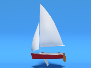 low poly cartoon javelin dinghy sailboat 3D Model
