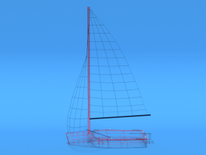 low poly cartoon javelin dinghy sailboat 3D Model