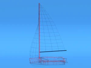 low poly cartoon javelin dinghy sailboat 3D Model