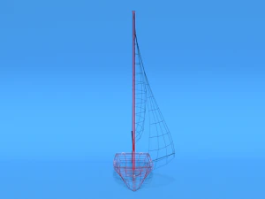 low poly cartoon javelin dinghy sailboat 3D Model