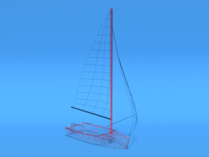 low poly cartoon javelin dinghy sailboat 3D Model