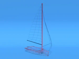 low poly cartoon javelin dinghy sailboat 3D Model