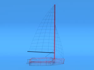 low poly cartoon javelin dinghy sailboat 3D Model