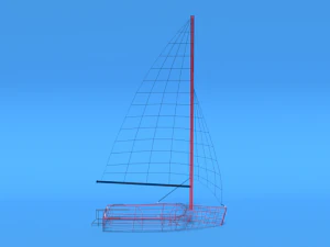low poly cartoon javelin dinghy sailboat 3D Model