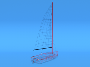 low poly cartoon javelin dinghy sailboat 3D Model
